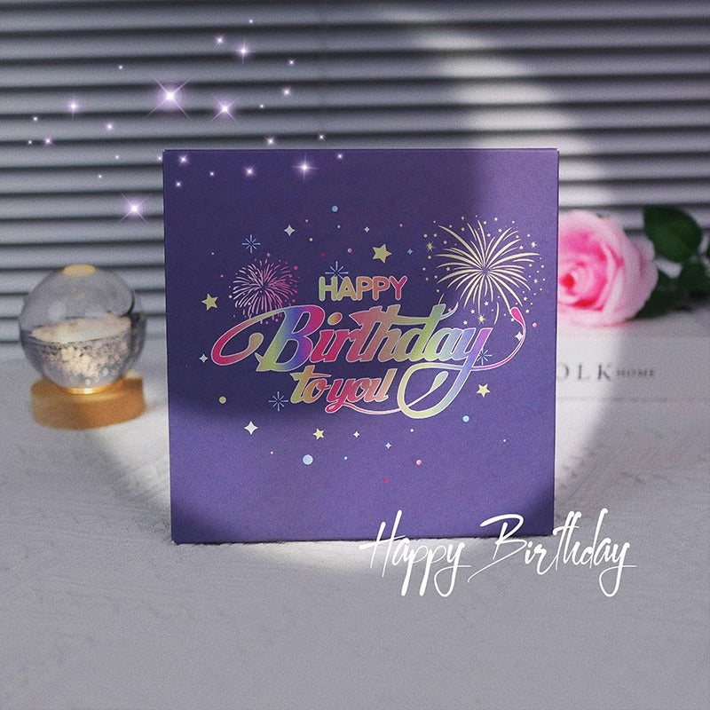 Birthday Cards With Fireworks & Pop Up Cake & Blow-able Music