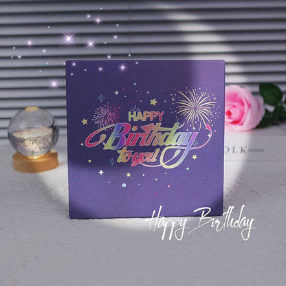Birthday Cards With Fireworks & Pop Up Cake & Blow-able Music