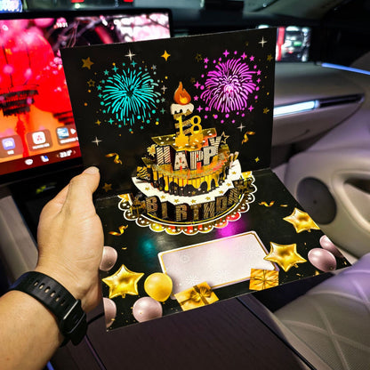 Birthday Cards With Fireworks & Pop Up Cake & Blow-able Music