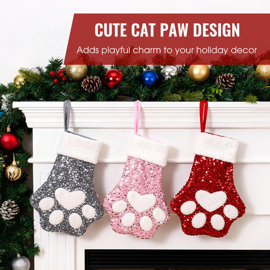 🎅Christmas Sale: 50% Off-Cute Cat Paw Shaped Christmas Stocking Decor